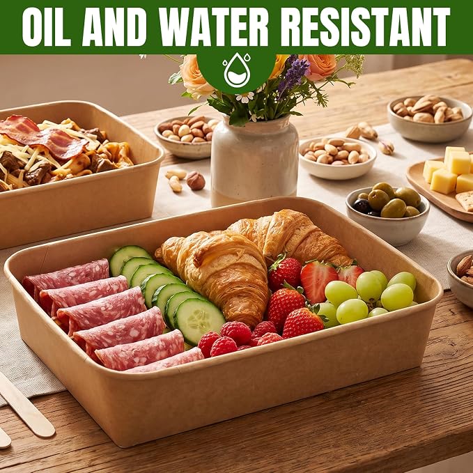 30 Pack 78oz Large Charcuterie Boxes with Clear Lids, To Go Paper Large Charcuterie Box with Lid, 10 x8 x3in Disposable Bakery Take Out Containers for Desserts, Cookie, Charcuterie, Snack and Fruit