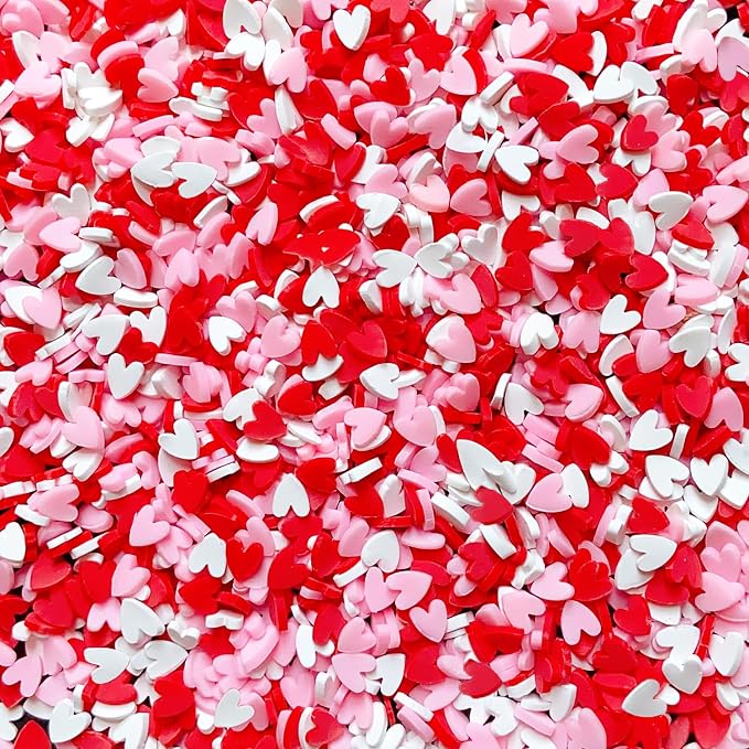 EHOPE 100G Fake Sprinkles Polymer Sprinkles Faux Sprinkles Resin Sprinkles Clay Sprinkles For Resin Fake Candy Sprinkles for Nail Art DIY Crafts Cake Phone Case (100G Heart-3)