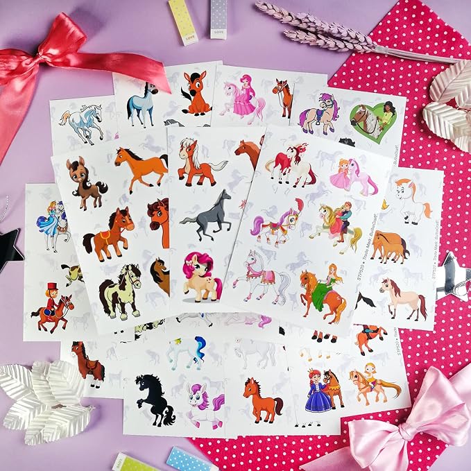 BulbaCraft 100Pcs Horse Stickers, Vinyl Horse Decals for Girls, Pony Party Supplies, Gifts for Women & Men