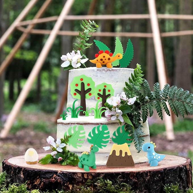 Dinosaur Cake Decorations 17PCS Dinosaur Cake Toppers for Dino Themed Party Decoration Birthday Party Decorations