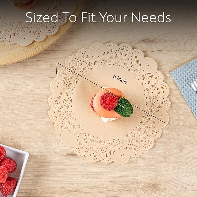 Restaurantware Paper Doilies 4000 Count 6 Inch Kraft Lace Disposable Placemats for Catering Round Decorative Table Setting Doilies for Desserts