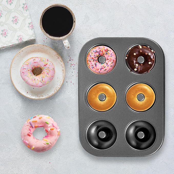 Shudyear 1 Pc Donut Pan Doughnut Baking Pan Nonstick Carbon Steel Baking Mold for Homemade Donuts Dessert Baking Oven Tray