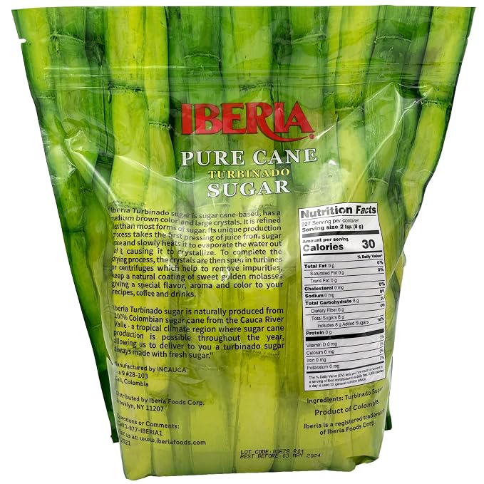 Iberia Pure Cane Raw Turbinado Sugar, 4 lb.(Pack of 2)