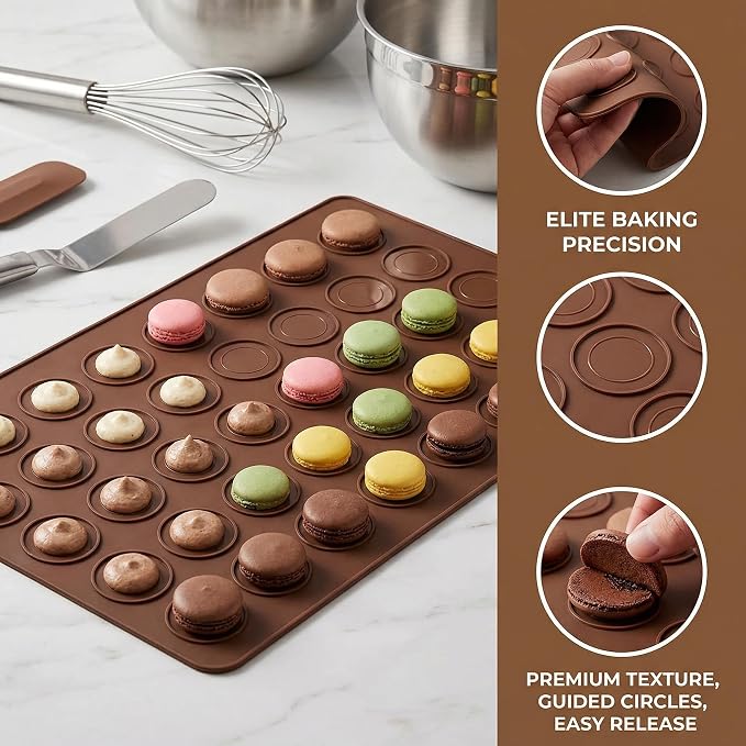 2 PCS 48 Capacity Macaron Silicone Baking Mat Baking Sheet Muffin DIY Chocolate Cookie Mould