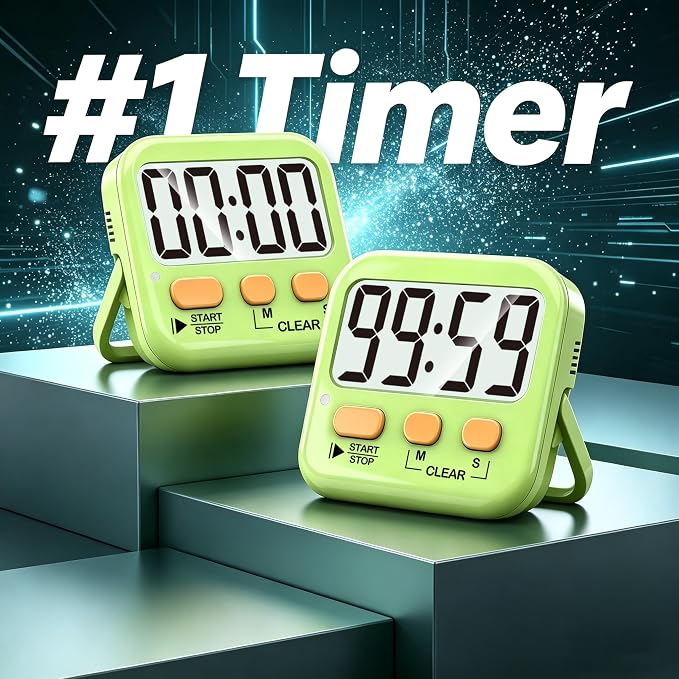 Antonki 2 Pack Digital Timer for Kids, Magnetic Countdown Kitchen Timers for Cooking, Egg, Classroom, Teacher, Exercise, Study, Oven - Battery Included