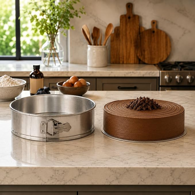 Restaurantware Met Lux 10 Inch Round Cake Pan 1 Springform Springform Pan - Removable Bottom Release Latch Silver Aluminum Cheesecake Pan For Baking Desserts