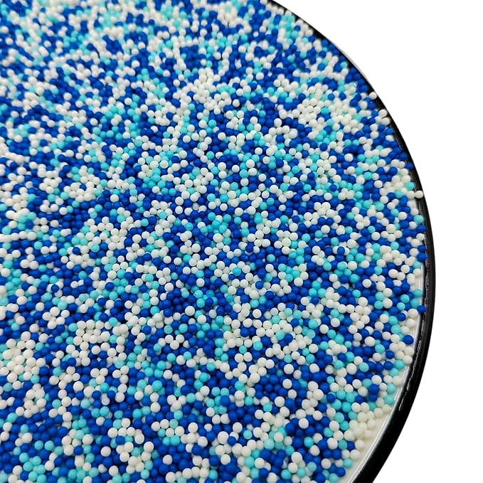 Homankit White and Blue Nonpareils Sprinkles Edible Cookie Decorations Mini Pearls for Decorating Cake, Baking, Cupcake Toppers, Ice Cream, Donuts 3.88 Ounce