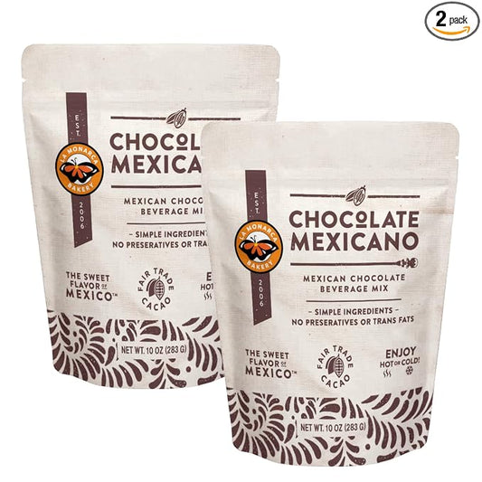 Mexican Hot Chocolate, 10 Ounce (Pack of 2), Authentic Mexican Style Hot Chocolate Mix with Organic Cacao Beans and Cinnamon by La Monarca Bakery