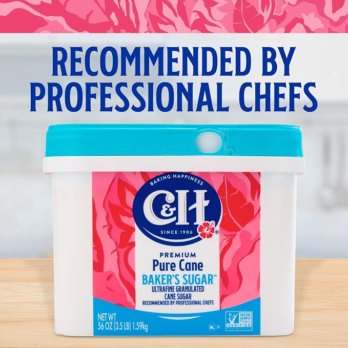C&H® Pure Cane Ultrafine Granulated Baker's Sugar™, 3.5 lb Easy Baking Tub (Pack of 2) - Includes Bonus Recipe Card
