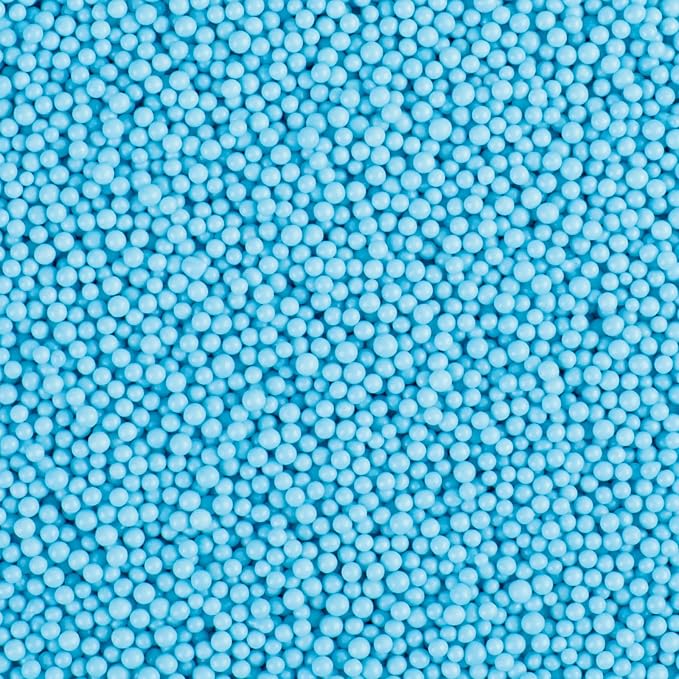 Light Blue Nonpareils Sprinkles - 2mm Edible Mini Pearl Sprinkles for Cake Decorating, Cupcake, Cookie, Baking, Donuts, Ice Cream Toppings, Wedding Party Supplies 130g/4.58oz