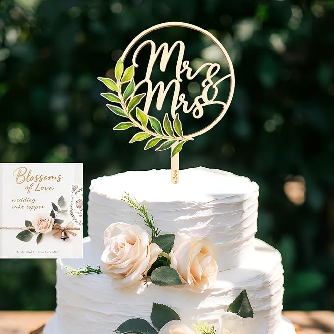 Mr and Mrs Cake Topper, Rustic Wooden Floral