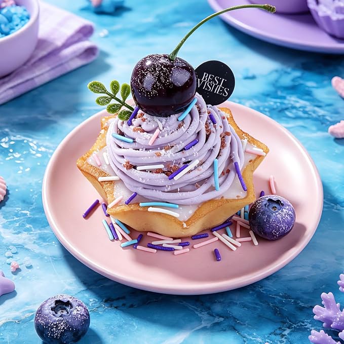 Mermaid Jimmies Sprinkles, Edible Pastel Purple Pink and Blue Sprinkles for Baking Topping, Cupcakes, Cookies, Ice Cream & Cake Decorating, Summer Holiday Wedding Party Supplies