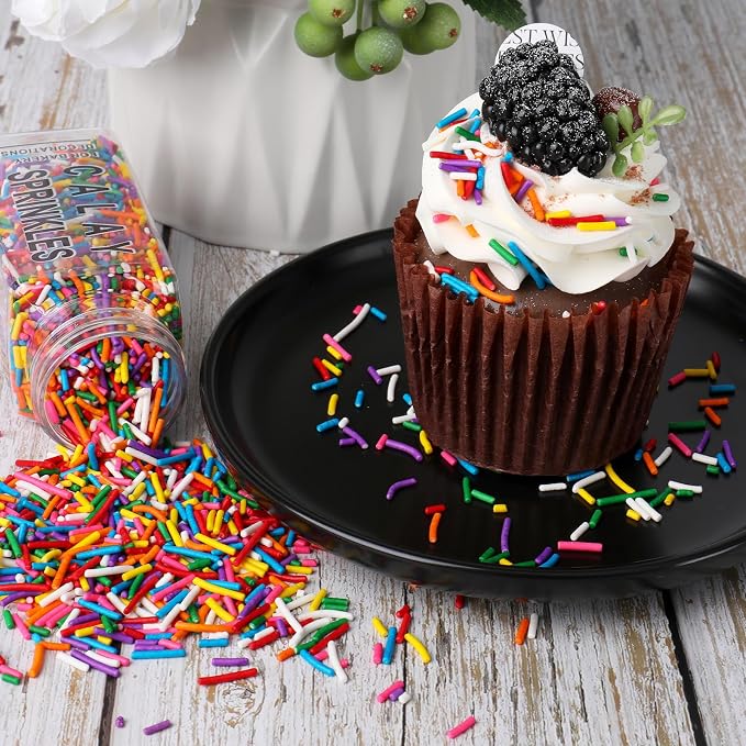 Rainbow Jimmies Sprinkles, Rainbow Sprinkles for Cake Decorating, Edible Sprinkle Mix for Baking, Ice Cream Toppings, Cupcakes, Cookies, Donuts