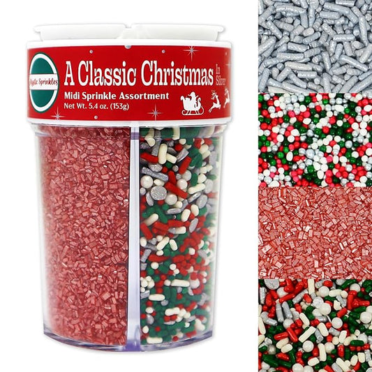 Mystic Sprinkles 4 Cell Sprinkle Assortments (A Classic Christmas in Silver, Midi)