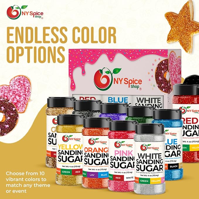 NY Spice Shop Golden Sanding Sugar - 4 Ounce Sweet Colorful Edible Sprinkles For Candy Dish - Sugar Sprinkles For Cake Decorating Cookies Basket & Dishes