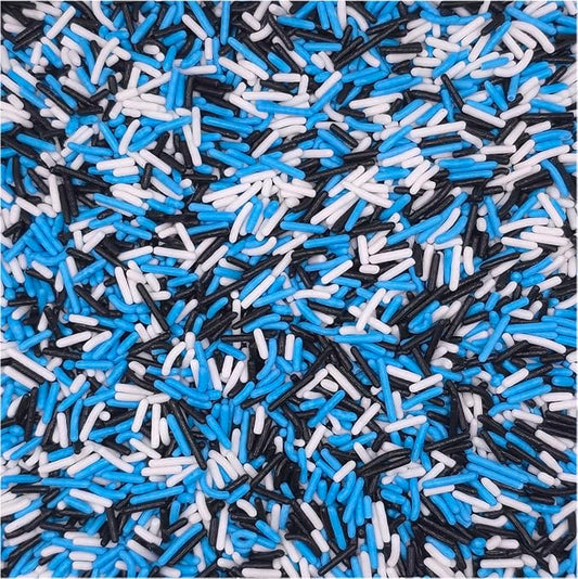 NCS Black, Blue & White Jimmies Edible Sprinkles – Cupcake, Cake & Cookie Decorations, 7 oz