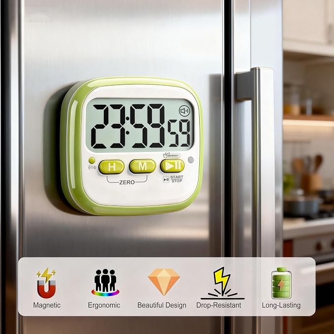 Antonki 2 Pack Classroom Timers for Kids Teachers, Magnetic Countdown Digital Kitchen Timer for Cooking, Study, Exercise, Games, Time Mangement - Loud/Silent Mode - Battery Included