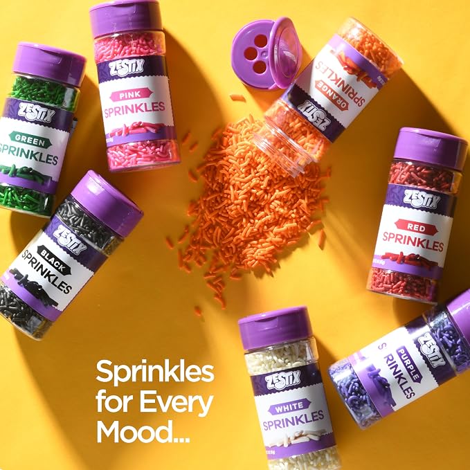Orange Sprinkles 3 oz Bottle | Jimmies Sprinkles for Cake Decorating | Dessert Topping for Baking, Cupcakes, Cookies, Ice Cream, Holidays & Vibrant Celebrations