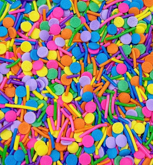 Sentovac Rainbow Round Confetti and Jimmies Sprinkles for Cake Decorating, Round Sprinkle for Cupcakes, Ice Cream, Donut, Cookies, Chocolate 3.53OZ