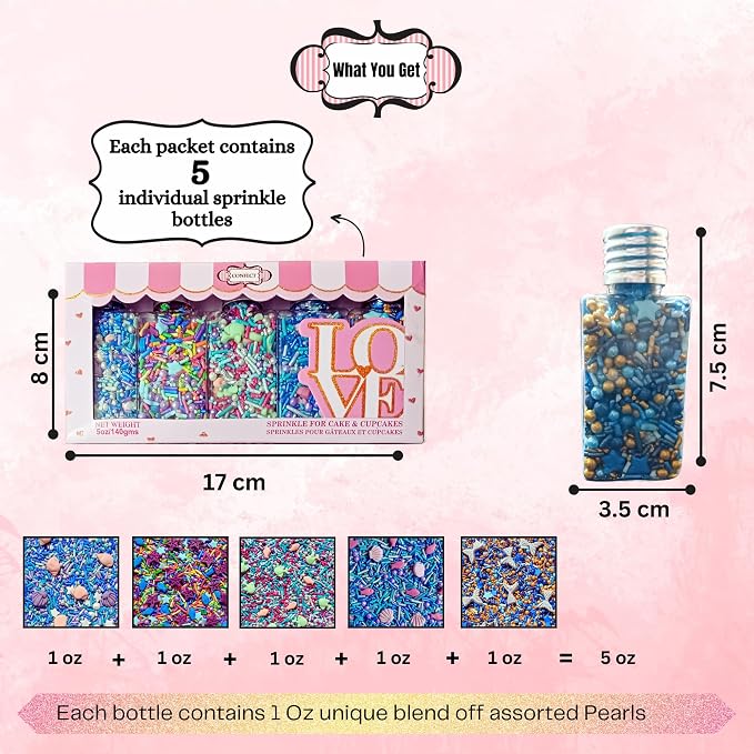 DecoratingConfect Under the Sea Sprinkle Mix Set – Starfish, Shell & Fishes -5 Assorted Pastel Blends for Cake, Cupcake & Cookie Decorating – Ocean-Themed Edible Decorations -Vegan, Gluten-Free, Nut-Free, Soy-Free, Dairy-Free, Palm Oil-Free -5 Oz