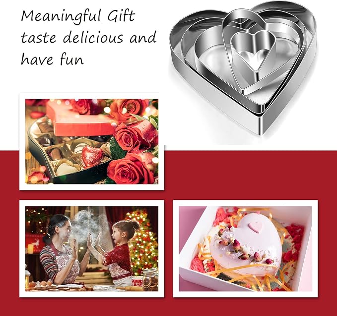 Patelai 5 Pcs Heart Shape Cookie Cutter Set 5 Size Small Heart Cookie Cutter for Valentine's Day Love Shaped Mold for Sandwiches, Biscuit (3.15" 2.76" 2.36" 1.57" 1.18")