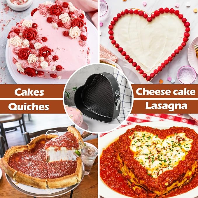 Webake 9in Heart Shaped Nonstick Springform Pan, Ideal for Cheesecakes, Quiches, Black