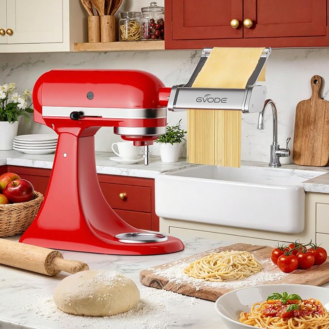 Pasta Attachment for KitchenAid Stand Mixer, Pasta Maker KitchenAid Attachment with Detachable Metal Plate, Includes Pasta Sheet Roller, Spaghetti Cutter and Fettuccine Cutter