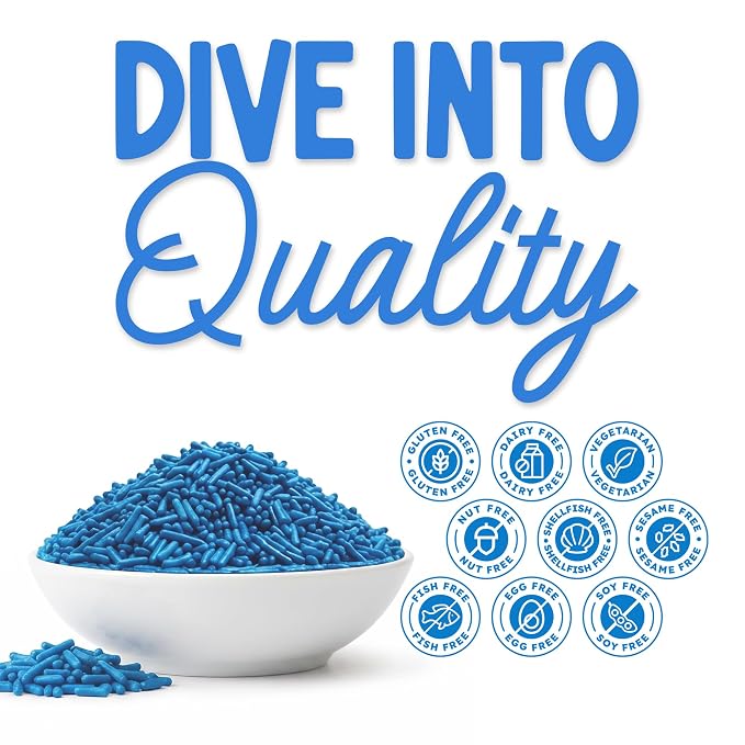 Snackathon Blue Sprinkles for Baking & Decorating, 15 oz Vibrant Blue Jimmies in Resealable Pouch – Gluten Free Sprinkles for Ice Cream Toppings, Cakes, Cupcakes & Desserts