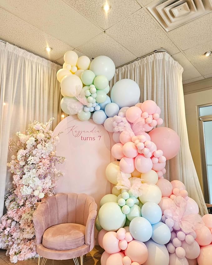 Pastel Rainbow Balloons Arch Kit 174pcs, Macaron Assorted Colorful Spring Balloon Garland Kit for Spring Easter Baby Shower Wedding Gender Reveal Anniversary Birthday Party Decorations
