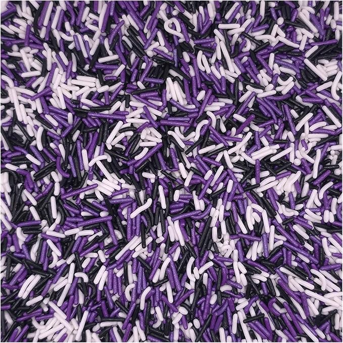 NCS Black, White & Pearlized Purple Jimmies Edible Sprinkles – Cupcake, Cake & Cookie Decorations, 7 oz