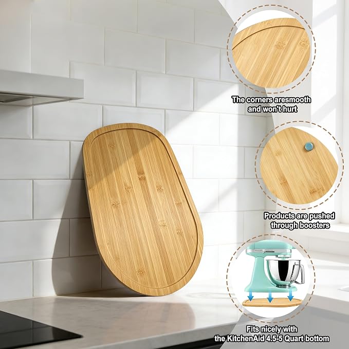 Mixer Slider Mat for KitchenAid 4.5-5 Qt Tilt Head Stand Mixers, Bamboo Moving Tray for Kitchenaid Artisan, Storage Organizer for Kitchen Countertop Accessories and Attachments (Bamboo, 4.5-5 Qt)