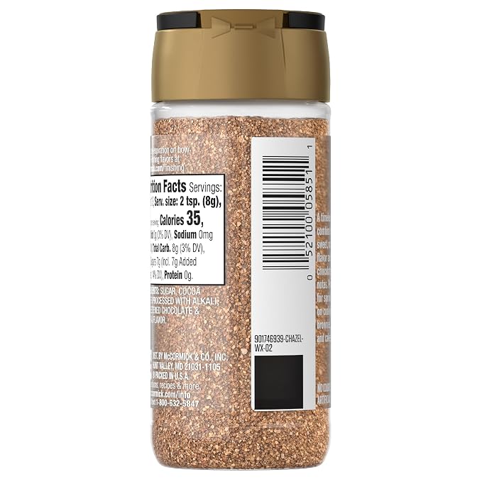 McCormick Finishing Sugar, Chocolate Hazelnut, Rich Hazelnut Flavor, Perfect for Topping Sweets, Hot Beverages & Cocktails, 3.61 oz