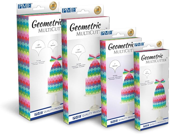 PME Geometric Multicutters for Cake Design-Fish Scale-small, Medium & Large Size, Set of 3, White