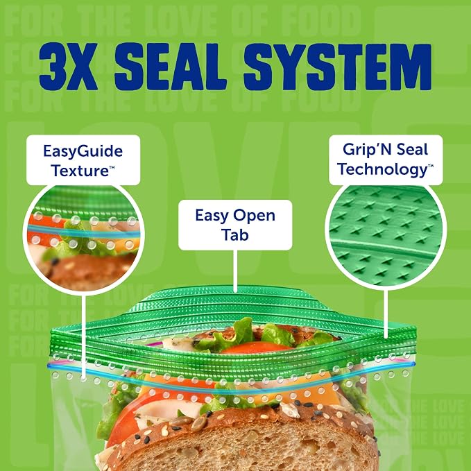 Ziploc Sandwich Bags, 16.5 cm x 14.9 cm, 150 Count (Pack of 9)