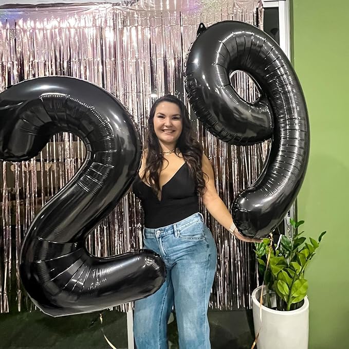 Black Number 8 Balloon 40 Inch, 8th Birthday Party Decorations for Children, Giant 8 Foil Balloon for Party Supplies