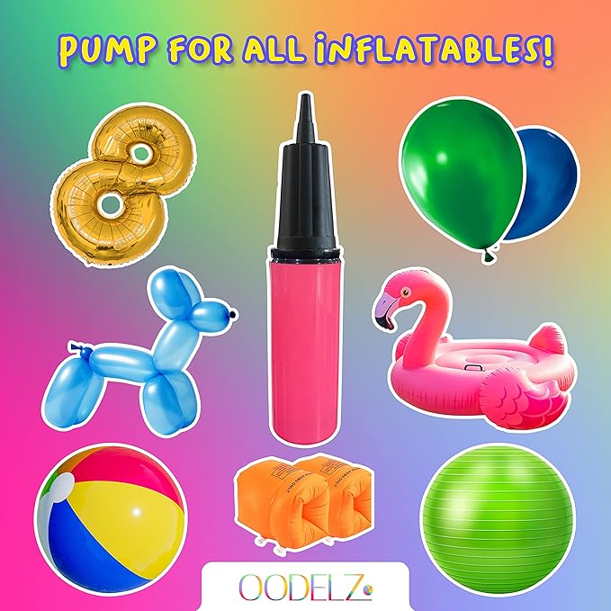 Hand Pump-Balloon Inflator & Kit - 2 Hand Air Pump for Balloons & Garland - Tie Tool, String & Tape for Birthday Party Decorations, Portable Air Pump Inflatables