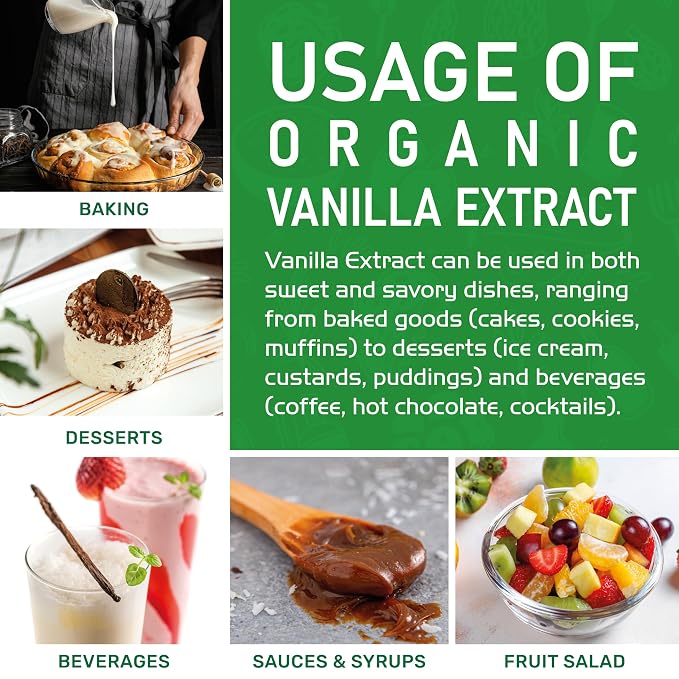 Jiva Organics Pure Vanilla Extract 4oz - 100% Real Extract - For Cooking, Drinks & Desserts - 100% Vegan, Sugar Free & Kosher - Non-GMO & Gluten-Free