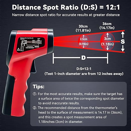 Infrared Thermometer Temperature Gun (NOT for Humans) -58℉~1022℉ (-50℃～550℃) 9-Point Laser Non-Contact Instant-Read Digital Laser Infrared Ir Thermometer with Backlight