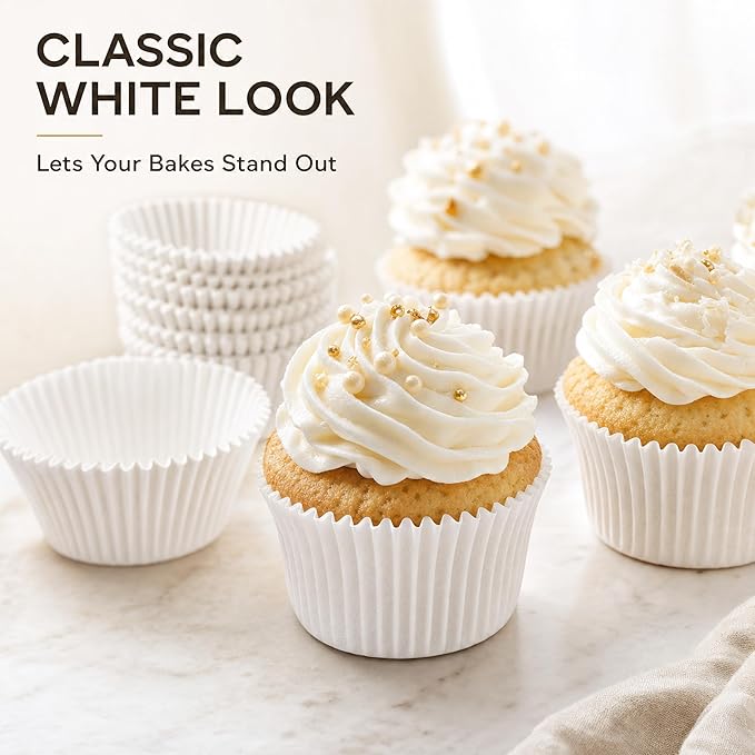 Green Direct Cupcake Liners - Standard Size Cupcake Wrappers to use for Pans or carrier or on stand - White Paper Baking Cups Pack of 500
