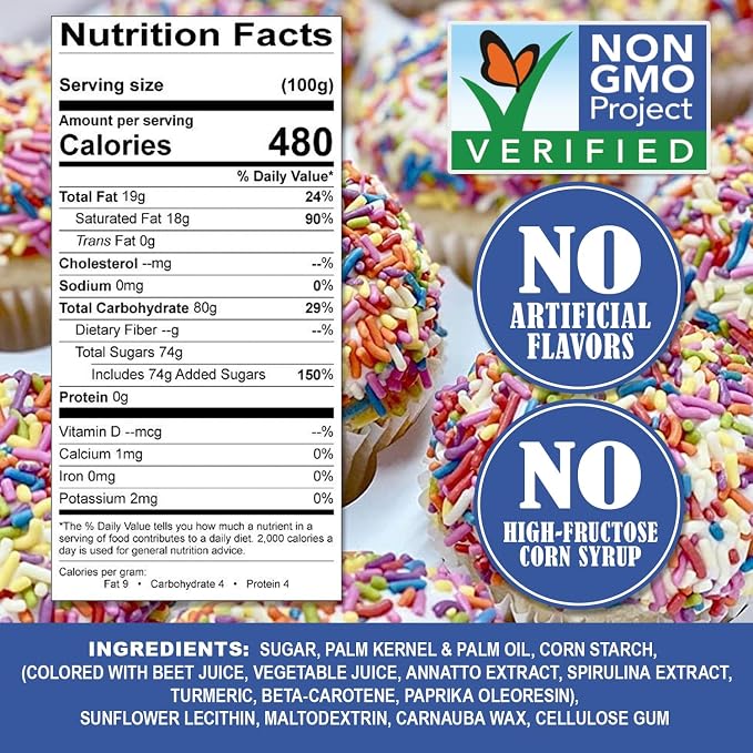 A Great Surprise Dye-Free Rainbow Sprinkles – 2.2 LB - Spring Natural Vegan Baking Toppings with No Artificial Dyes or Flavors – Non-GMO Jimmies for Cookies, Cakes, Ice Cream & Cupcakes