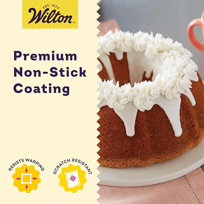 Wilton Gold Non-Stick Fluted Tube Cake Pan - Great for Cakes & Desserts - Cold-Rolled Steel Bakeware - Made without PFAS - Packaging May Vary - 9.49 x 3.37 Inches