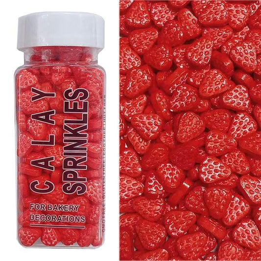 PhilaeEC Red Strawberry Sprinkles Edible for Cake Decoration Spring Sprinkles Baking Cookie Cupcake Toppers Decoration Christmas Vanlentine Easter Supplies