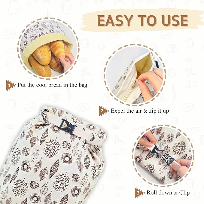 2 Pack Beeswax Bread Bags for Homemade Bread with Zipper, Large 13x17'' Reusable Beeswax Sourdough Bread Storage Bag, Keep Loaves Fresh Longer, Freezer Safe & Airtight, Natural, Zero Waste