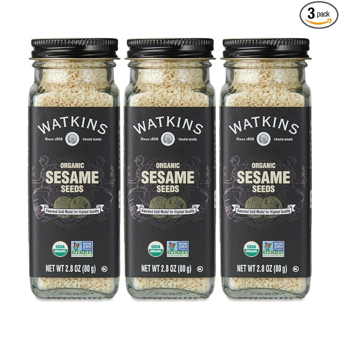 Watkins Organic Sesame Seeds, 2.8 Ounce Jar, 3-Pack