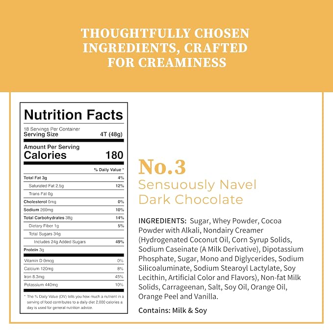 Cup of Coa No. 3 Sensuously Navel | Gourmet Dark Chocolate & Orange Hot Cocoa Mix | Just Add Water | Rich, Silky Smooth & Creamy | Luxury Hot Chocolate | Made in USA (8 Servings)