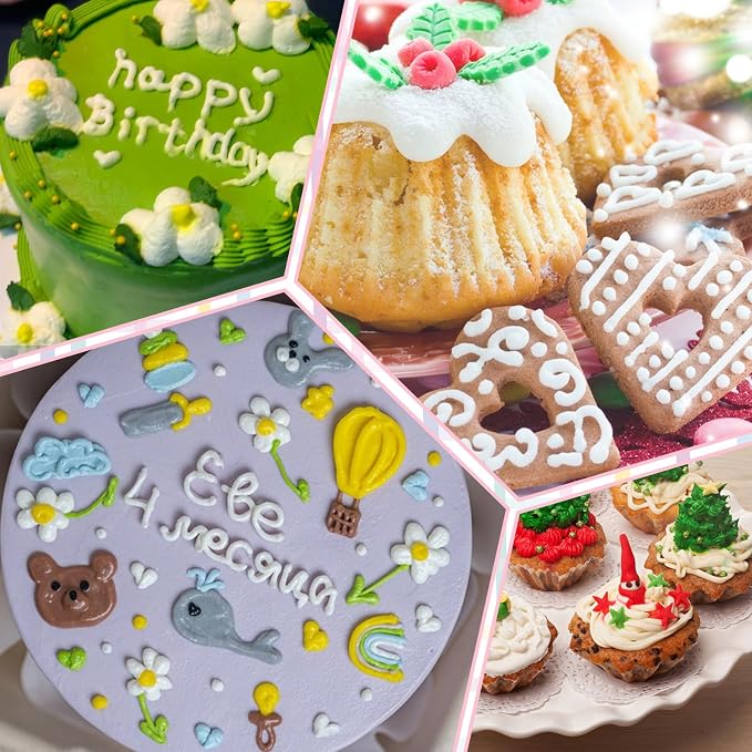 7 Pcs Round Hole Piping Tips Set, Stainless Steel Round Cupcake Frosting Nozzles for Cake Decorating Professional Russian Pastry Icing Dispensers Supplies for Cake Cookies Pastry Fondant Cream