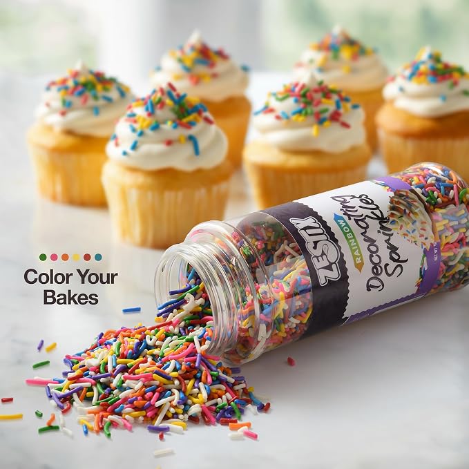 Rainbow Sprinkles 10 oz – Colorful Rainbow Jimmies for Dot Cakes, Cake Decorating, Cupcakes, Cookies, Donuts, Ice Cream & Dessert Toppings