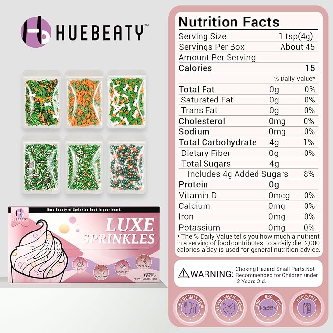 HUEBEATY Dinosaur Sprinkles with Bone, Jungle Cake Birthday Sprinkles, 180g | Dinosaur Confetti, Tree Confetti, Bone Sprinkles, Jungle Party Sprinkles for Birthday Cakes, Cupcakes, Cookies Decorating
