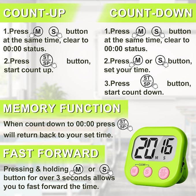 ZILLEEN Classroom Timer for Kids Teachers 6 Pack Digital Timers