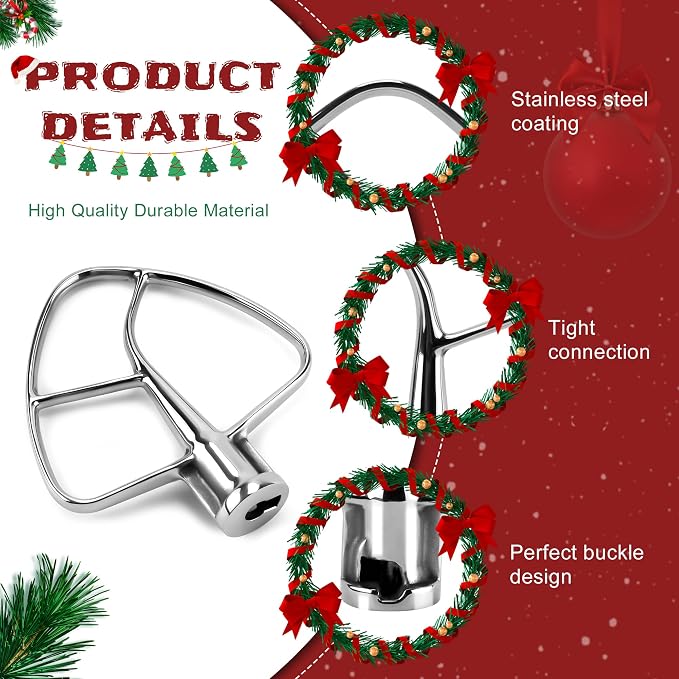 Flat Beater K45B Stainless Steel Attachment -Stainless Steel K45B Kitchen Mixer Paddle Attachment Perfectly Fit for 4.5 QT Tilt-Head Stand Mixer Beater K45SS by MIFLUS